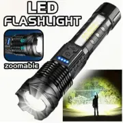 LED Flashlight USB Rechargeable Zoomable Torch w/red.blue light