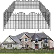 GILPWA 10 Panels No Dig Decorative Garden Fence for Yard, 40in (H) X 21.92ft (L) Animal Barrier Fences Rustproof Metal Wire Temporary Dog Fencing for Rabbits, and Patio Outdoor Ground Stakes