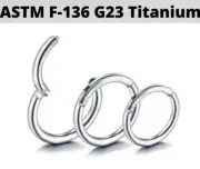 Implant Grade 23 Titanium 16G Hinged Clicker Nose Ring Ear Septum Tragus Hoop