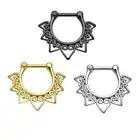 Surgical Steel Septum Clicker Ring 16 Gauge With Heart Tribal Fan