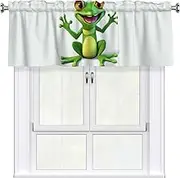 LHBWCVN Green Frog Valances for Windows, Rod Pocket Window Treatment Drapes Farmhouse Kitchen Curtains Short Blackout Window Curtains for Living Room Bedroom Decor 54x18 Inch