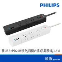 在飛比找蝦皮商城優惠-PHILIPS 飛利浦 CHP8460 四開六插 3孔延長線