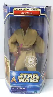 STAR WARS ATTACK OF THE CLONES - MACE WINDU 12" ACTION FIGURE SEALED