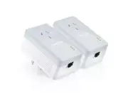 AV600 Powerline Adapter W/ AC Pass Through Starter Kit Filtered Sockets 100Mbps