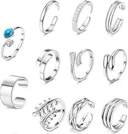 [Kakonia] 12Pcs Toe Rings for Women Girls Open Cuff Toe Rings Toe Ring Gold Sliver Small Foot Ring Pinky Ring Silver Gold Simple Toe Ring Set Foot Jewellery