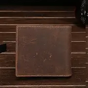 [DLUXCA] 1pcs Handmade Men's Wallet Short Zipper Coin Purse Retro Wallet Multi-Card Wallet (Color : E, Size : 10 * 11 * 2cm)