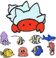 Beatifufu 9pcs Sea Animals Embroidered Patches Self Adhesive Appliques for Clothing Repair Wear Resistant Embroidery Patches for Unique Garment Decor and Stain Covering