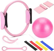Jazcimdo 10-Piece Pilates Set, Pilates Ball, Pilates Ring Accessory Set for Home, Pilates Essential Kit for Women with Yoga Ball, Yoga Ring, Pilates Ring and Accessories for Stretching and Fitness