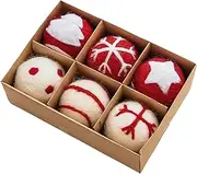 LeoLeoii 6PCS Wool Ball Ornaments for Christmas Tree,Holiday Charm 5cm/1.96inch Wool Ball Christmas Tree Decorations,Round Christmas Tree Hangings Charm for Christmas Party Supplies