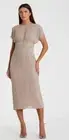 MAC DUGGAL 93649 BEADED CAP SLEEVE COLUMN DARK MOCHA MIDI DRESS 14