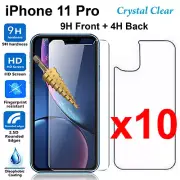 x10 Tempered Glass 9H screen protector for Apple iPhone 11 PRO Front + Film Back