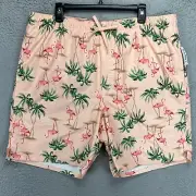 Old Navy Mens Swim Trunks XL Tall Pink Flamingo Palm Tree Print Board Shorts NEW