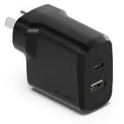 Cygnett PowerPlus 32W Dual Port 20W USB-C + 12W USB-A PD Fast Wall Charger Black [CY4773PDWCH]