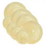 Dinnerware Set Yellow Glass w/White Swirls 4 Dinner Plates 4 Salad Plates