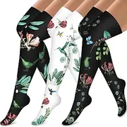 [Bluemaple] Compression Socks,(3or7pair) Compression Sock Women & Men - Best Running, Athletic Sports, Crossfit, Flight Travel - Maternity Pregnancy, Shin Splints - Below Knee High