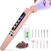 Electric Nail File with Nail Polish Drying Lamp, Portable Cordless Nail Drill Machine for Acrylic Gel Nails, 5 Speeds Professional E File Manicure Pedicure Kit for Home and Salon Use