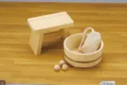 Free Express Yamaco Hinoki Bath Stool & Washbowl Set Japanese Onsen Spa Wood New