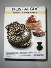 Nostalgia My Mini Waffle Maker Tan Leopard Print NEW
