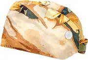 [WOSHJIUK] Working Hat 2 Pack Scrub Caps for Women,Holding Sunflowers,Tie Back Cap Adjustable Scrub Hat