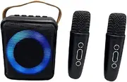 WAZIJ Multifunctional Bluetooth Audio Portable Microphone Colorful Led Atmosphere Lamp Home Karaoke Speaker 2 Microphones