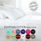 1000TC LUXOR Egyptian Cotton Flat Fitted Sheet Set Single/Double/Queen/King Size