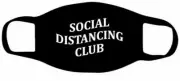 Black Unisex Face Mask Reusable/Washable "Social Distancing Club"