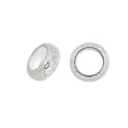 4 Sterling Silver Hammered Ring Spacer Charms 7.5mm Fit European Bracelet #99143