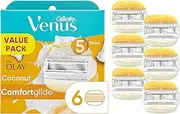 Gillette Venus ComfortGlide Womens Razor Blade Refills, 6 Count, Infused with Olay Coconut Scent