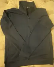 ADIDAS Jacket Mens LG Climalite 1/4 Zip Mock Neck Blue Golf Pullover Pockets NWT