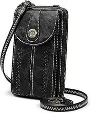 [S-ZONE] Women RFID Blocking Crossbody Cell Phone Purse Small Faux Leather Wallet Purse