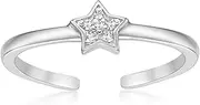 [Lavari Jewelers] 1/50 Carat Natural Diamond Star Toe Ring for Women I 925 Sterling Silver Toe Ring for Her (H-I, I2-I3, 0.03 cttw) Hypoallergenic Adjustable Open Toe Band I One Size Fits Most Toes,