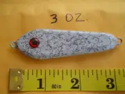 5 PCS. SMOOTH CASTING SPOON/LURE BAIT, 3 OZ. WHITE/BLACK VEIN