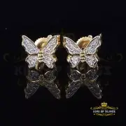 Women's 0.17ct Cubic Zirconia Butterfly Stud Earrings Yellow 925 Sterling Silver