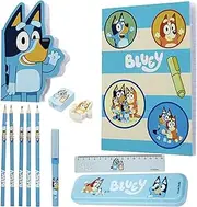 Bluey Kids Stationery Set A6 A3 Notebook Pencil Case Pen Ruler Great Back to School Gift, Blue, Children's Stationery Set
