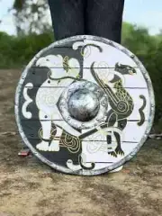 Authentic Viking Shield - Black Wooden Battle Ready Warrior Shield for Roleplay