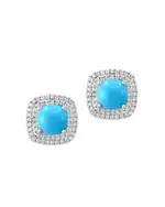 Bloomingdale's Fine Collection Turquoise & Diamond Halo Stud Earrings in 14K White Gold