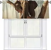 LHBWCVN Resting Elephant Valances for Windows, Rod Pocket Window Treatment Drapes Farmhouse Kitchen Curtains Short Blackout Window Curtains for Living Room Bedroom Decor 54x18 Inch