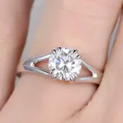2.5 Ct Women's D/VVS Genuine Moissanite Solitaire Engagement Ring 925 Silver