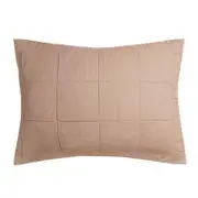 Bambury French Flax Linen Tea Rose Quilted Pillow Sham