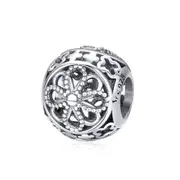 Silver plating Flower Language Engrave Charm Beads Fit Bracelets Necklaces DIY Jewelry