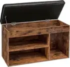 Shoe Storage Bench with Padded Cushion,Flip-Open Storage Box and Adjustable Shel