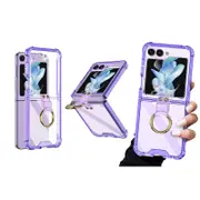 Airbag Phone Cover Case for Samsung Galaxy Z Flip5 Clear with Ring Stand Phone -Purple