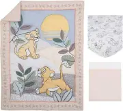 Disney The Lion King Baby Cot Set 3 Piece Quilt Sheet Sage Pastel Jungle