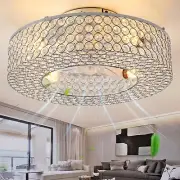 19.6'' Modern Luxury Enclosed Crystal Ceiling Fans with Lights Caged Fandelie...