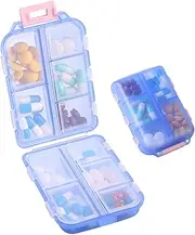 1Pack Travel Pill Organizer - 10 Compartments Pill Case, Compact and Portable Pill Box, Perfect for On-The-Go Storage, Pill Holder for Purse Blue