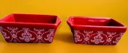 Celebrate It Red & White Ceramic Mini Loaf Pans - Set of 2