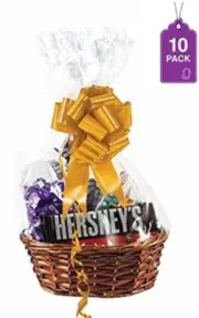 Clear Basket Bags, 10 Pack, Clear Cellophane Wrap for Baskets & Gifts 18"X 30" 1