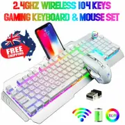 104 Keys Wireless Gaming Keyboard and Mouse Set RGB Backlit Rechargeable PC Mac