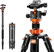 K&F Concept 68 inch /175cm Camera Tripods, Compact Travel Tripod Stand with Monopod,10kg/22lbs Load Capacity 360° Panorama Ball Head Compatible with DSLR Cameras K255A4+BH-28L (TM2515M1)