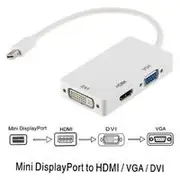 Astrotek 3 in1 Thunderbolt Mini DP Display Port to HDMI DVI VGA Adapter Cable for MacBook Air/Pro 32AWG OD5.0MM, Gold plated, White ~CB8W-GC-MDPDHV